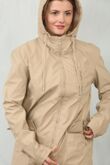 Beige Waterproof Hooded Raincoat Jacket
