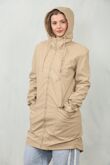 Beige Waterproof Hooded Raincoat Jacket