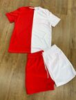 Job Lot Red and White Colour Block Muscle Fit Short Set