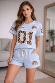 Leopard Graphic T-Shirt And Shorts Set