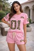 Leopard Graphic T-Shirt And Shorts Set