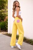 Elasticated Waist Pink Glitter Back Pockets Design Trouser