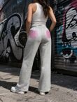 Elasticated Waist Pink Glitter Back Pockets Design Trouser