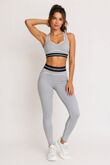 Grey Striped Band Gym Crop Top And Legging Set