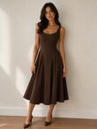 Chic Sleeveless Skater A-Line Midi Dress