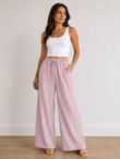 Elasticated Waist Striped Drawstring Trouser