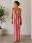 Sleeveless Spaghetti Strap Zig Zag Print Maxi Dress
