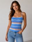 Sleeveless Zigzag Print Spaghetti Strap Cami Top