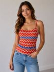 Sleeveless Zigzag Print Spaghetti Strap Cami Top