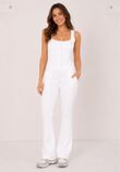 White Interlock Molly Button Tank Top With Flare Trouser