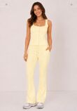 Butter Yellow Interlock Molly Button Tank Top With Flare Trouser
