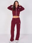 Wine Printed Hooded Cropped Zip-Up & Side-Stripe Jogger Tracksuit Set