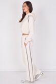 Hooded Cropped Zip-Up & Side-Stripe Jogger Tracksuit Set