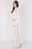 Chocolate Hooded Cropped Zip-Up & Side-Stripe Jogger Tracksuit Set