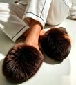 Chocolate Leopard Cosy Faux Fur Lined Slip-on Slippers