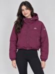 Wine Printed Cropped Utility Bomber Jacket