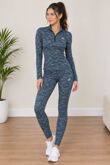 Grey Long Sleeve Slim Fit Camo Top & Legging Gym set