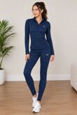 Navy Long Sleeve Slim Fit Camo Top & Legging Gym set