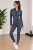 Dark Grey Long Sleeve Slim Fit Camo Top & Legging Gym set