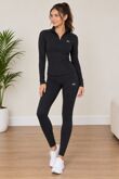  Black Long Sleeve Slim Fit Camo Top & Legging Gym set