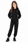 Black Kids Plain Fleece Pullover Hoodie Printed Casual Tracksuit