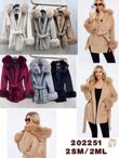 Cream Faux Fur Fluffy Cuffs Hooded Belted Coat