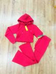 Red Cropped Zipped Hoodie With Bell Bottom Trouser