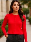 Red Ribbed Molly Button Through Top