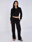 Black Corset Fit Sweatshirt With Straight Leg Trouser