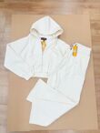 Ivory Ribbed Corset Fit Hoodie With Straight Leg Trouser