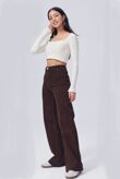 Brown High Waist Seam Wide Leg Jeans