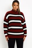 Contrast Striped Knit Turtleneck Sweater