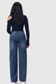 Blue Low Waist Casual Relaxed Fit Wide Leg Jeans