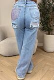Blue Distressed Denim With Rhinestone Back Pocket