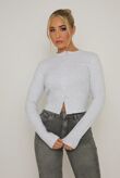 Bleach Grey Ribbed Molly Button Through Top