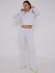 Bleach Grey Cropped Zipped Hoodie With Bell Bottom Trouser