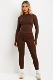 Chocolate Active Top And Legging Energy Gym Set