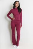 Wine Active Zipped Jacket With Scrunch Bum Flare Trouser