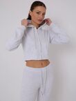 Bleach Grey Cropped Zipped Hoodie With Bell Bottom Trouser