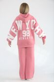 Rose Pink NEW YORK Printed Hoodie With Wide Leg Trouser