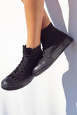 Mono Black High Top Canvas Trainers Size UK3