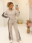 Blue Printed Interlock 2 Stripe Sweatshirt With Wide Leg Trouser