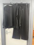 Long Sleeve Relaxed Fit Glitter Dot Sweatshirt With Wide Leg Trouser