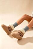 Camel Suede Faux Fur Lined Aztec Trim Ankle Boots