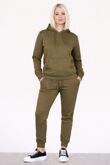 Khaki Block Hem Zipper Pullover Skinny Tracksuit