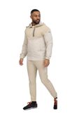 Oatmeal Softshell Hooded Windbreaker Jacket With Jogger