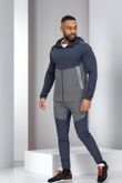 Slate Grey Softshell Hooded Windbreaker Jacket With Jogger