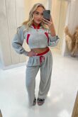 Contrast Cropped Zipped Hoodie With Wide Leg Trouser