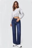 Dark Blue High Waisted Super Stretch Wide Leg Jeans