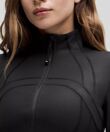 Black High Neck Fitted Zip-Up Lightweight Athletic Jacket